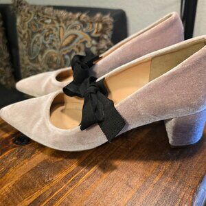 J. Crew Avery Velvet Pumps with Bow Plush Pink